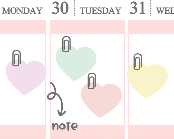 Heart Shaped Paperclip Mini Note Planner Sticker